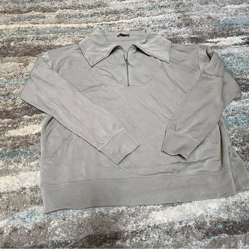 LOFT Women's Beige Zip-Up Sweatshirt